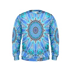 Sapphire Ice Flame, Light Bright Crystal Wheel Kids  Sweatshirt by DianeClancy