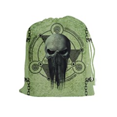 Awesome Green Skull Drawstring Pouches (extra Large) by FantasyWorld7