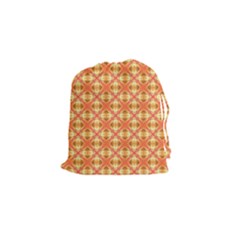 Peach Pineapple Abstract Circles Arches Drawstring Pouches (small)  by DianeClancy