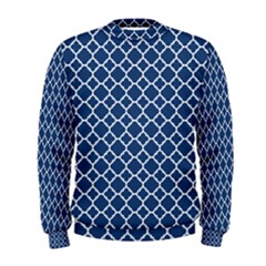 Navy Blue Quatrefoil Pattern Men s Sweatshirt by Zandiepants