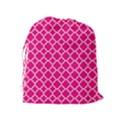 Hot Pink Quatrefoil Pattern Drawstring Pouch (XL) View2