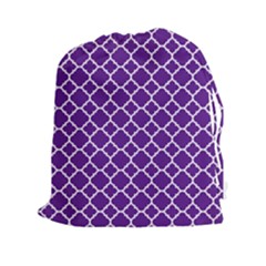 Turquoise Damask Pattern Drawstring Pouches (xxl) by Zandiepants