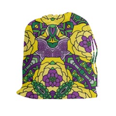 Petals In Mardi Gras Colors, Bold Floral Design Drawstring Pouch (xxl) by Zandiepants