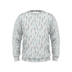 Whimsical Feather Pattern, Dusk Blue Kids  Sweatshirt by Zandiepants