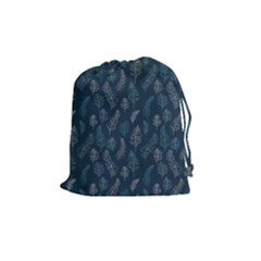 Whimsical Feather Pattern, Midnight Blue, Drawstring Pouch (medium) by Zandiepants