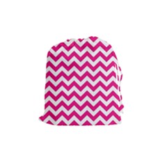 Hot Pink & White Zigzag Pattern Drawstring Pouch (medium) by Zandiepants