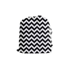 Black & White Zigzag Pattern Drawstring Pouch (medium) by Zandiepants
