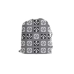 Black And White Drawstring Pouches (small)  by FunkyPatterns