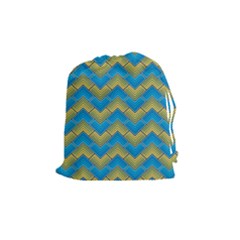 Blue And Yellow Drawstring Pouches (medium)  by FunkyPatterns
