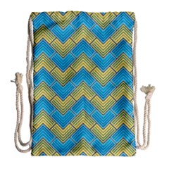 Blue And Yellow Drawstring Bag (large) by FunkyPatterns