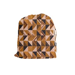 Brown Tiles Drawstring Pouches (large)  by FunkyPatterns