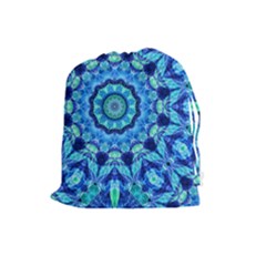 Blue Sea Jewel Mandala Drawstring Pouch (large) by Zandiepants
