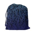 Blue Ombre feather pattern, black, Drawstring Pouch (XXL) View2