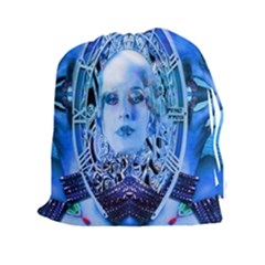 Clockwork Blue Drawstring Pouches (xxl) by icarusismartdesigns