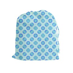 Pastel Turquoise Blue Retro Circles Drawstring Pouches (extra Large) by BrightVibesDesign
