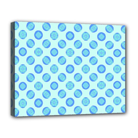 Pastel Turquoise Blue Retro Circles Canvas 14  X 11  by BrightVibesDesign
