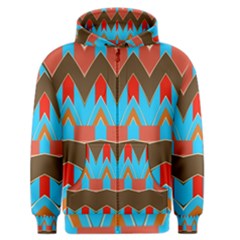 Blue Brown Chevrons                                                                       Men s Zipper Hoodie by LalyLauraFLM