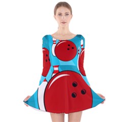Bowling  Long Sleeve Velvet Skater Dress by Valentinaart
