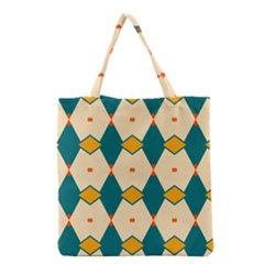 Blue Yellow Rhombus Pattern                                                                                 Grocery Tote Bag by LalyLauraFLM