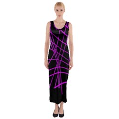 Neon Purple Abstraction Fitted Maxi Dress by Valentinaart