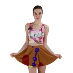 Brown Abstraction Mini Skirt by Valentinaart