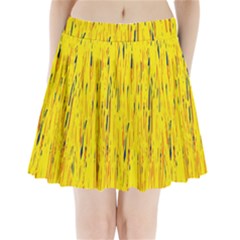 Yellow Pattern Pleated Mini Mesh Skirt by Valentinaart