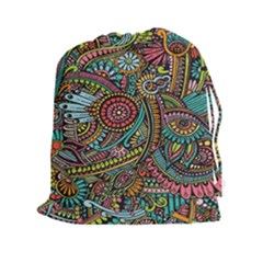 Colorful Hippie Flowers Pattern, Zz0103 Drawstring Pouch (xxl) by Zandiepants