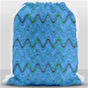 Blue Wavy Squiggles Drawstring Bag (Large) View1