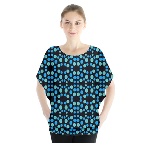 Dots Pattern Turquoise Blue Blouse by BrightVibesDesign