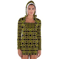 Dots Pattern Yellow Women s Long Sleeve Hooded T-shirt by BrightVibesDesign