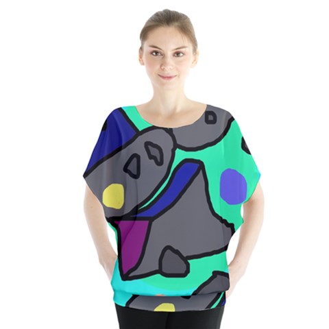 Blue Comic Abstract Blouse by Valentinaart