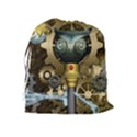 Steampunk, Awesome Owls With Clocks And Gears Drawstring Pouches (Extra Large) View2