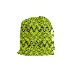 Yellow Wavey Squiggles Drawstring Pouches (medium)  by BrightVibesDesign