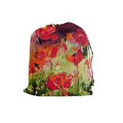 Abstact Poppys Art Print Drawstring Pouches (large)  by artistpixi