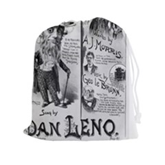 Vintage Song Sheet Lyrics Black White Typography Drawstring Pouches (xxl) by yoursparklingshop