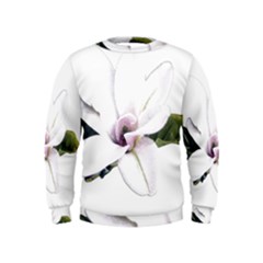 White Magnolia Pencil Drawing Art Kids  Sweatshirt by picsaspassion