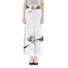 White Magnolia Pencil Drawing Art Maxi Skirts by picsaspassion