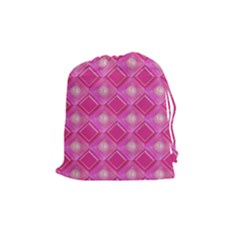 Pink Sweet Number 16 Diamonds Geometric Pattern Drawstring Pouches (medium)  by yoursparklingshop