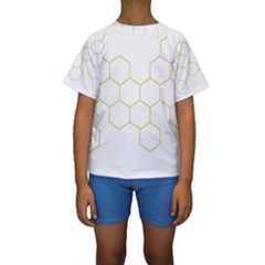 Honeycomb Pattern Graphic Design Kids  Short Sleeve Swimwear by picsaspassion