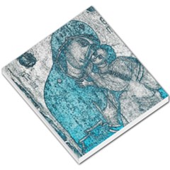Mother Mary And Infant Jesus Christ  Blue Portrait Old Vintage Drawing Small Memo Pads by yoursparklingshop
