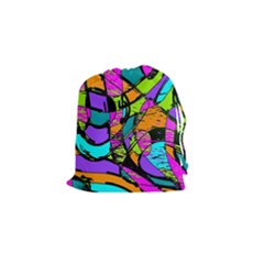Abstract Sketch Art Squiggly Loops Multicolored Drawstring Pouches (small)  by EDDArt