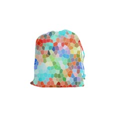 Colorful Mosaic  Drawstring Pouches (small)  by designworld65