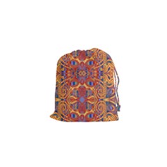Oriental Watercolor Ornaments Kaleidoscope Mosaic Drawstring Pouches (xs)  by EDDArt
