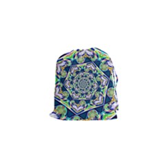 Power Spiral Polygon Blue Green White Drawstring Pouches (xs)  by EDDArt