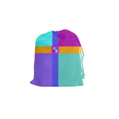 Right Angle Squares Stripes Cross Colored Drawstring Pouches (small)  by EDDArt