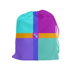 Right Angle Squares Stripes Cross Colored Drawstring Pouches (extra Large) by EDDArt