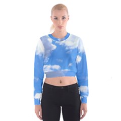 Clouds And Blue Sky Women s Cropped Sweatshirt by picsaspassion