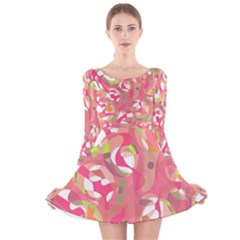 Pink Smoothie  Long Sleeve Velvet Skater Dress by Valentinaart
