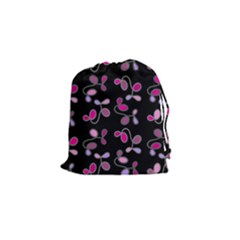 Magenta Garden Drawstring Pouches (small)  by Valentinaart
