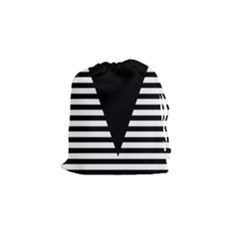 Black & White Stripes Big Triangle Drawstring Pouches (small)  by EDDArt